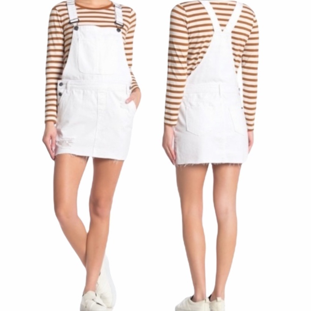 STS Blue Boyfriend Distressed Denim Overall Dress White 29